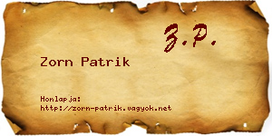 Zorn Patrik névjegykártya